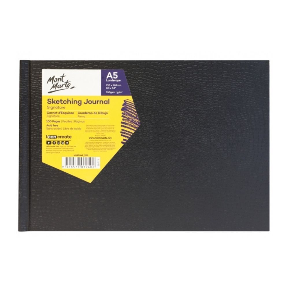 Mont Marte Sketching Journal Croc Finish A5 Landscape 150gsm 100 Sheet