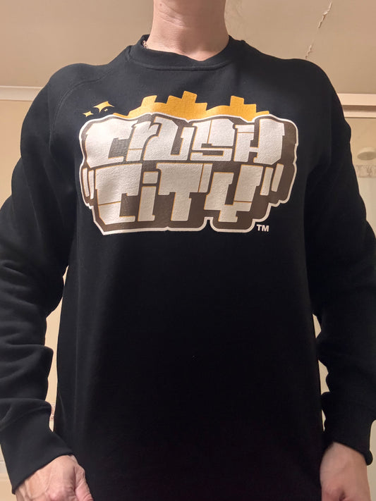 Crush Stacked Supply Crew Neck - Original Logo - Black